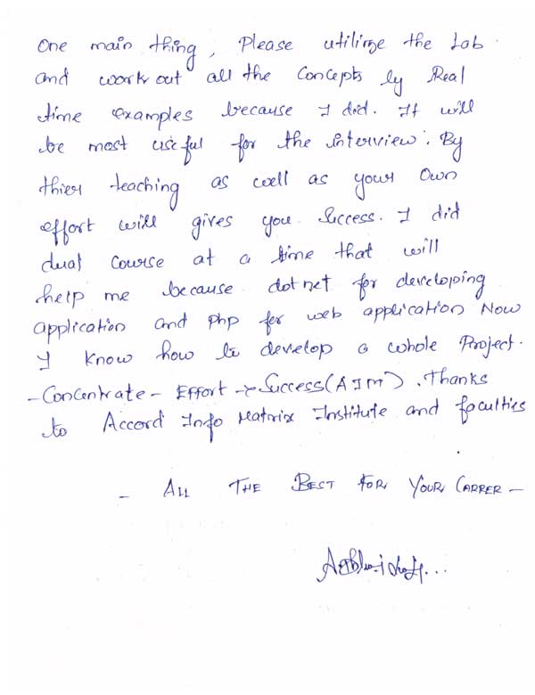 Dot Student Testimonial