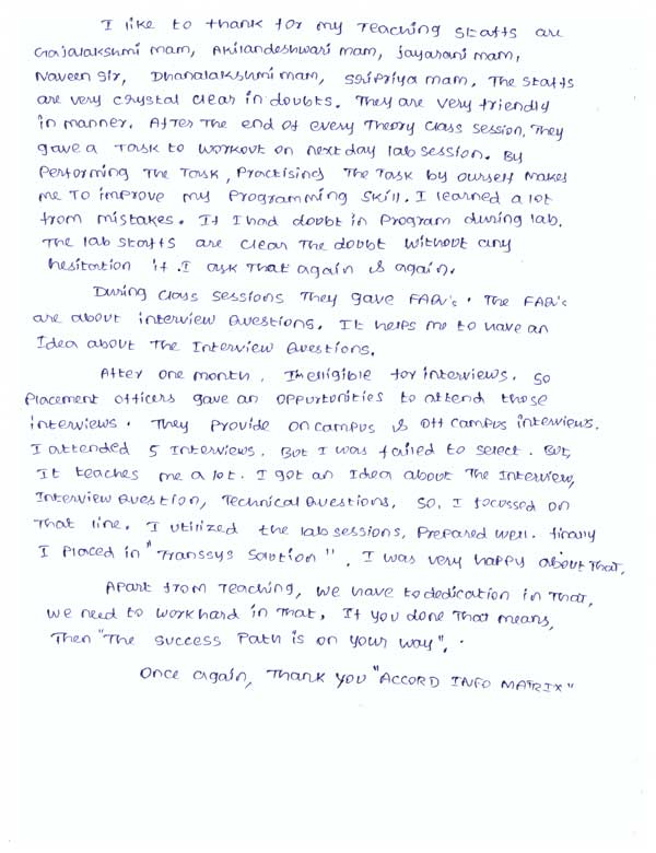 Dot Student Testimonial