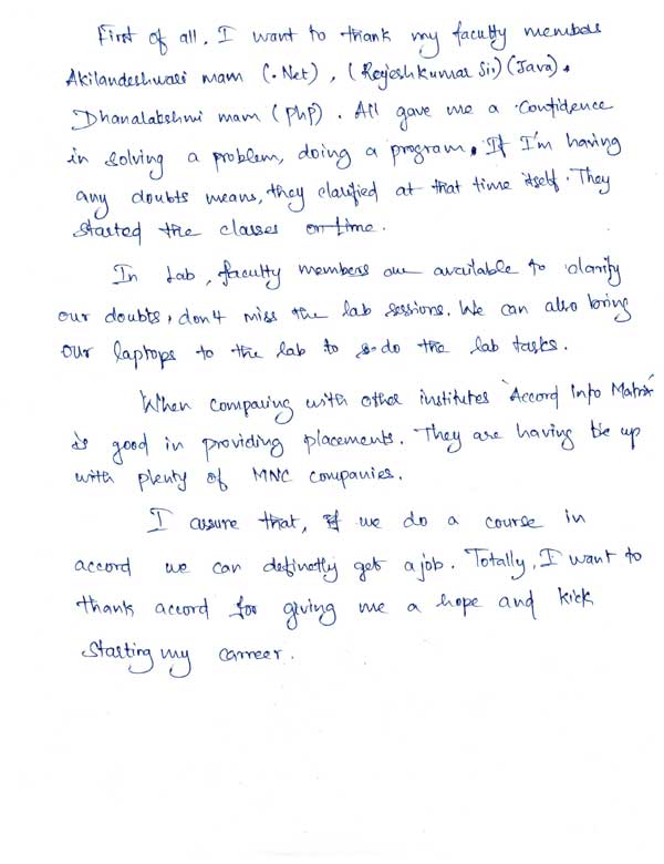 Dot Student Testimonial