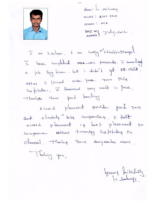 JAVA Student Testimonial