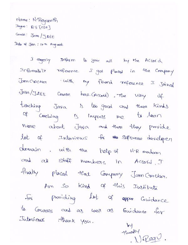 JAVA Student Testimonial