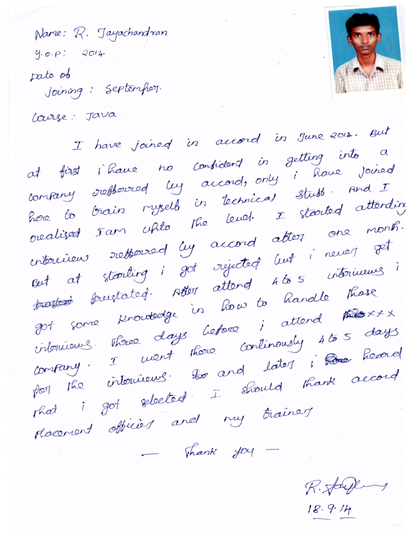 JAVA Student Testimonial