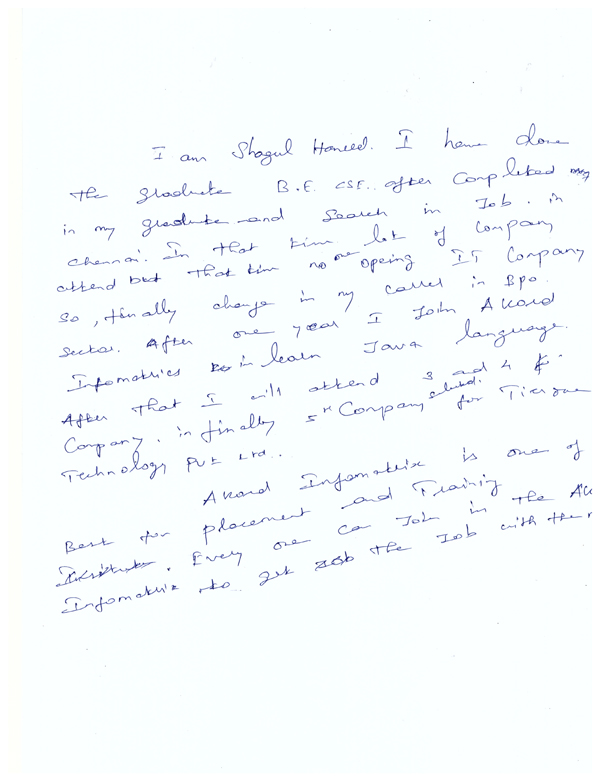 JAVA Student Testimonial