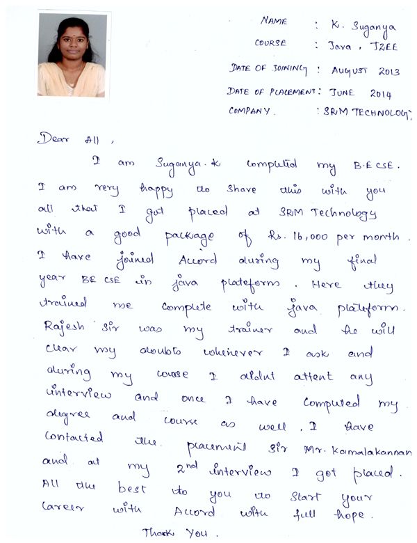 JAVA Student Testimonial