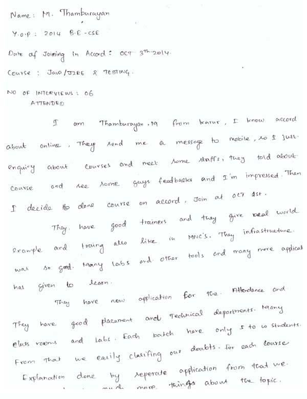 JAVA Student Testimonial