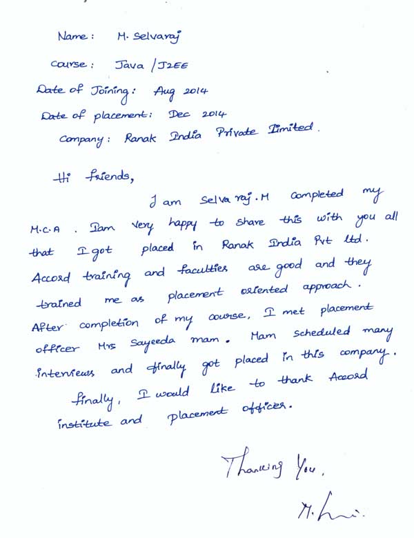 JAVA Student Testimonial