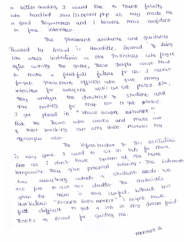 JAVA Student Testimonial