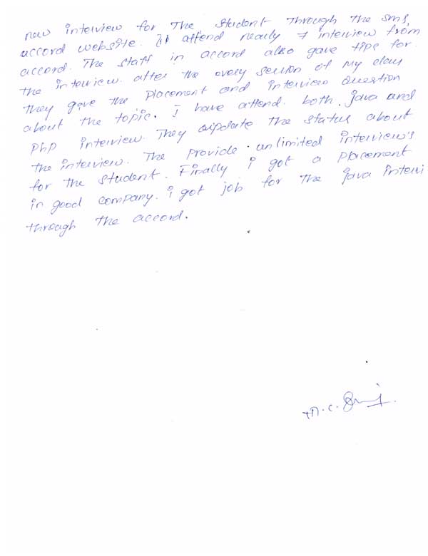 JAVA Student Testimonial