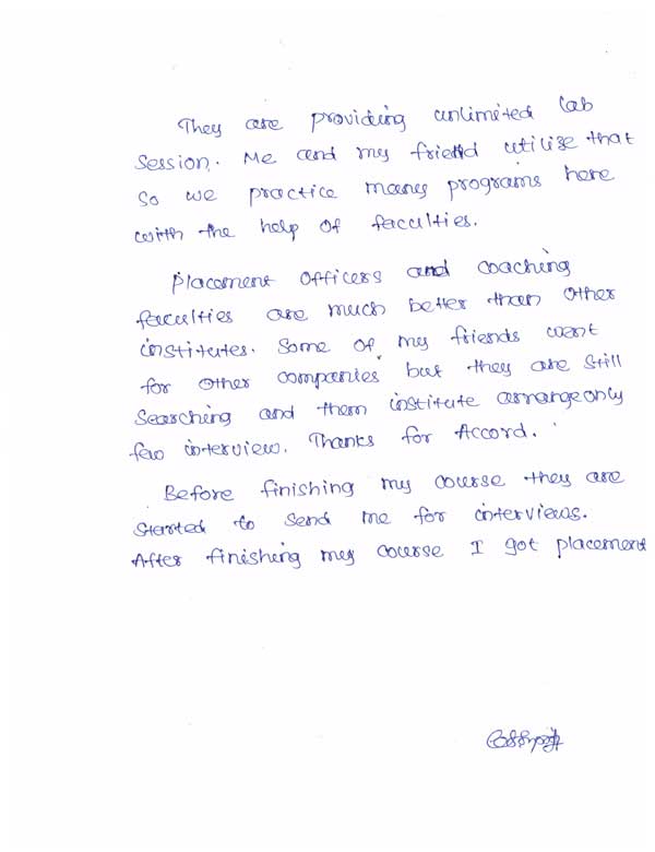 JAVA Student Testimonial