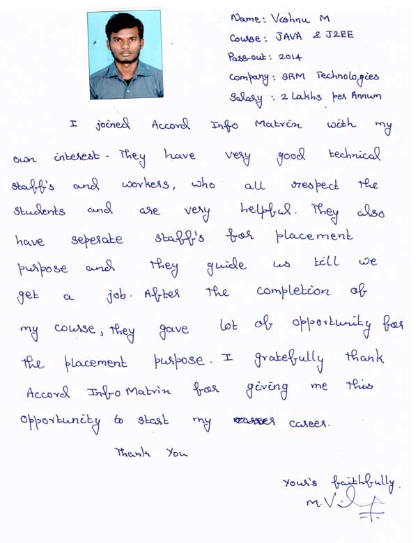 JAVA Student Testimonial