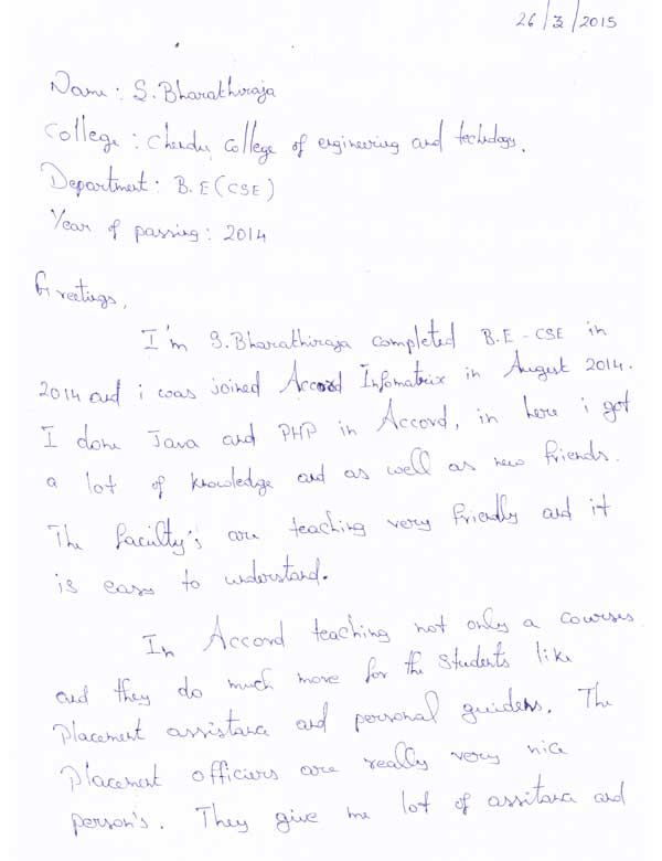 JAVA Student Testimonial