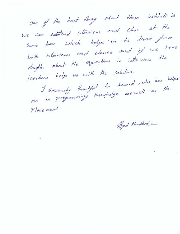 JAVA Student Testimonial