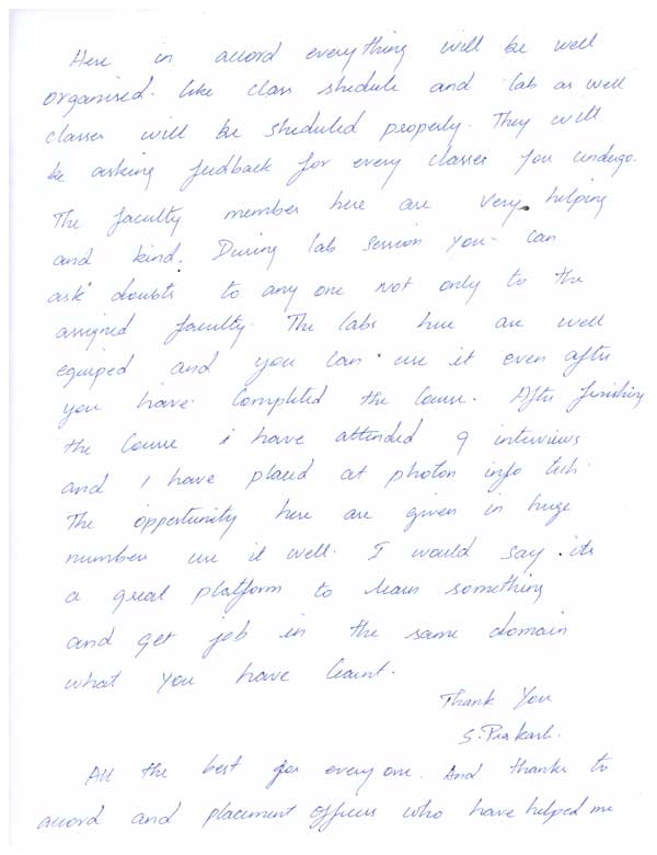 JAVA Student Testimonial