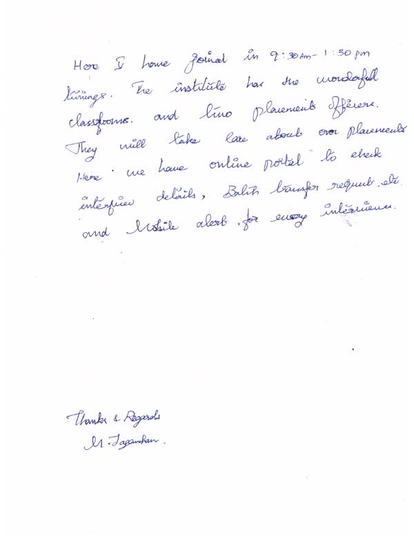 JAVA Student Testimonial