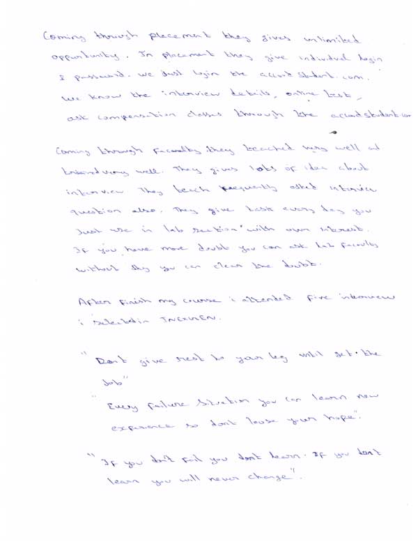 JAVA Student Testimonial