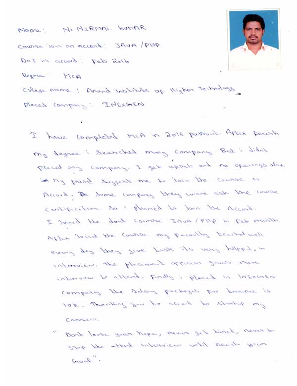 JAVA Student Testimonial