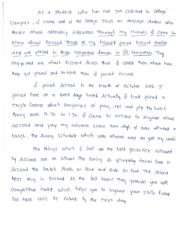 JAVA Student Testimonial