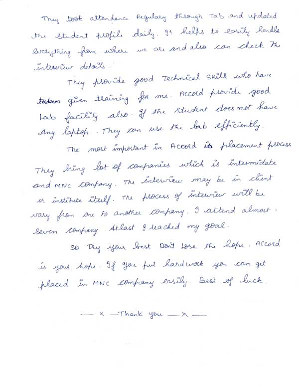 JAVA Student Testimonial