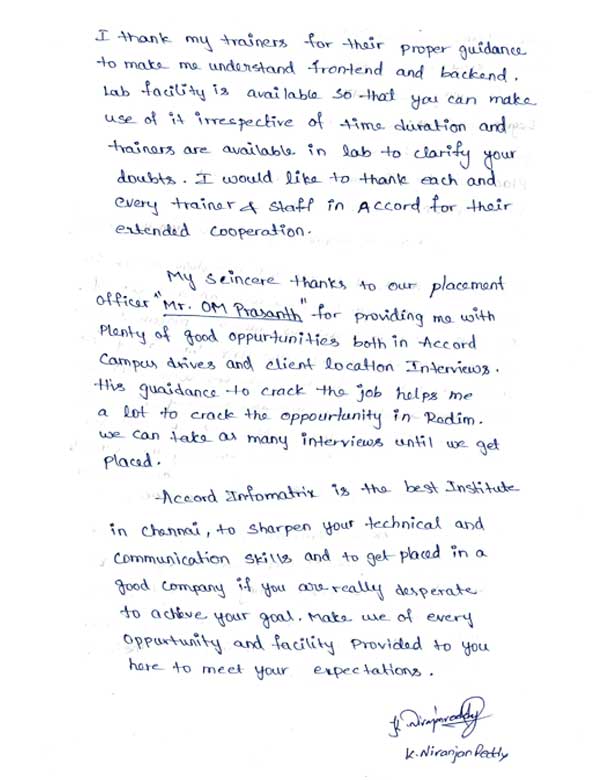 JAVA Student Testimonial