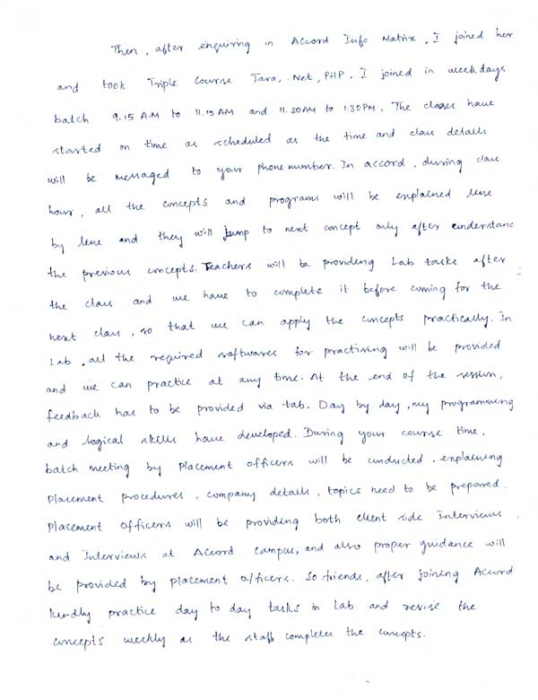 JAVA Student Testimonial