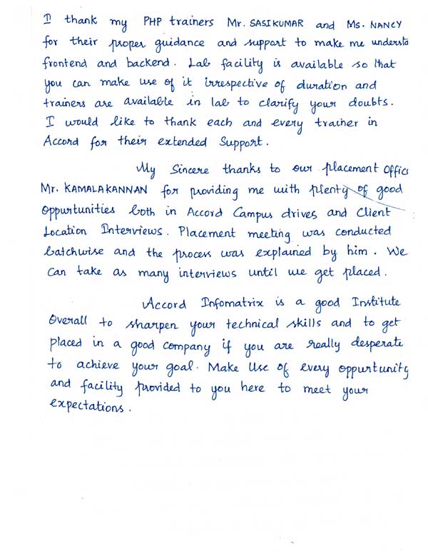 JAVA Student Testimonial