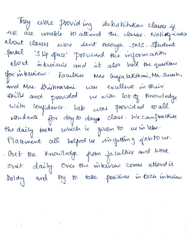 JAVA Student Testimonial