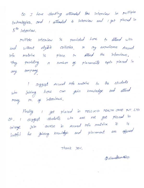 JAVA Student Testimonial