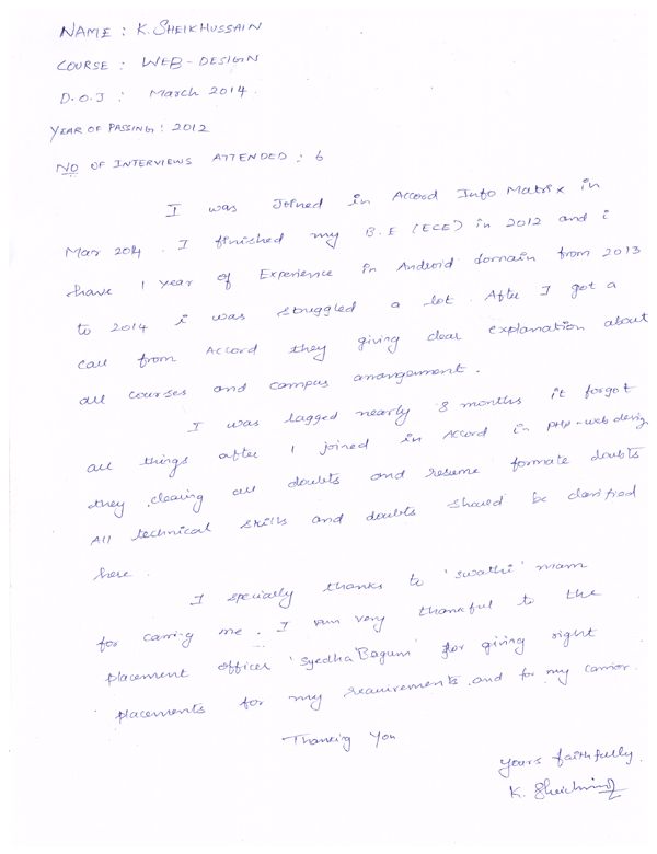 PHP Student Testimonial