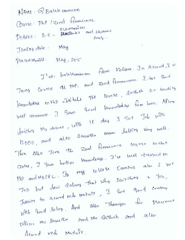 PHP Student Testimonial