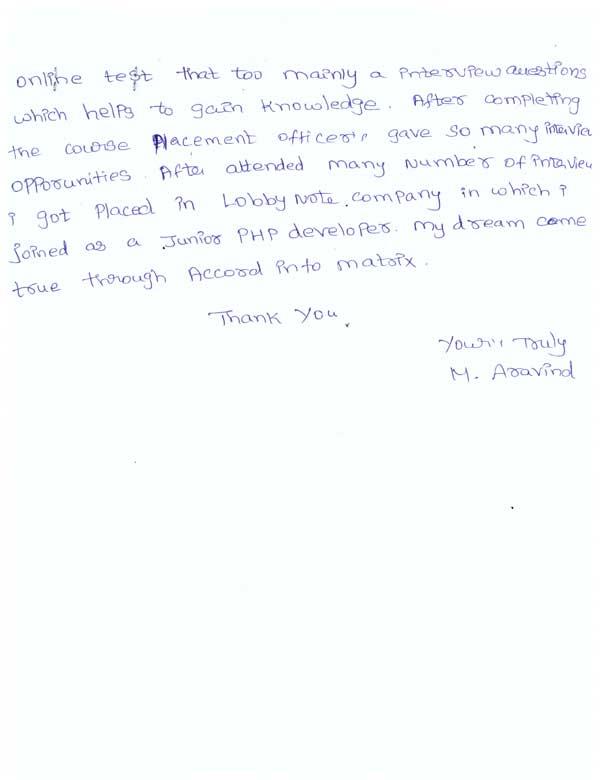 PHP Student Testimonial