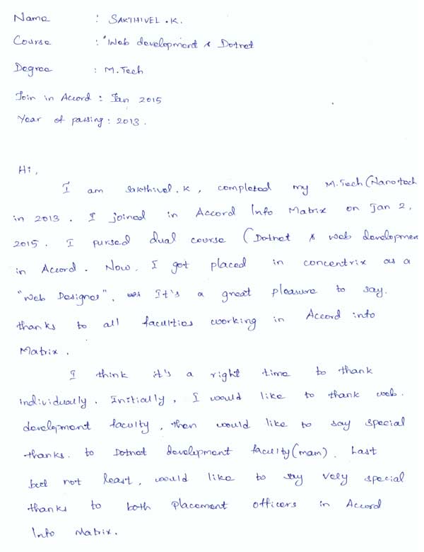 PHP Student Testimonial