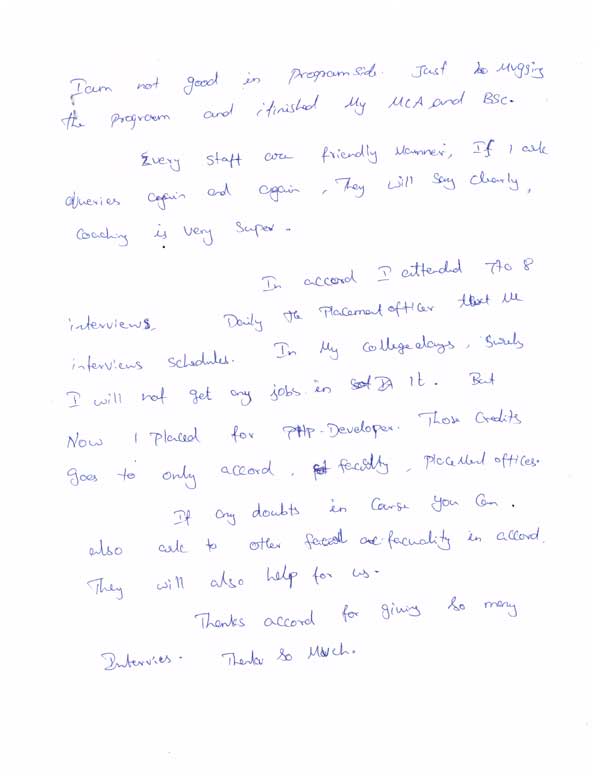 PHP Student Testimonial