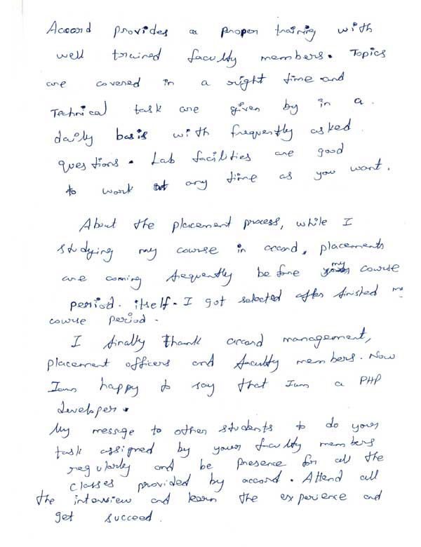 PHP Student Testimonial