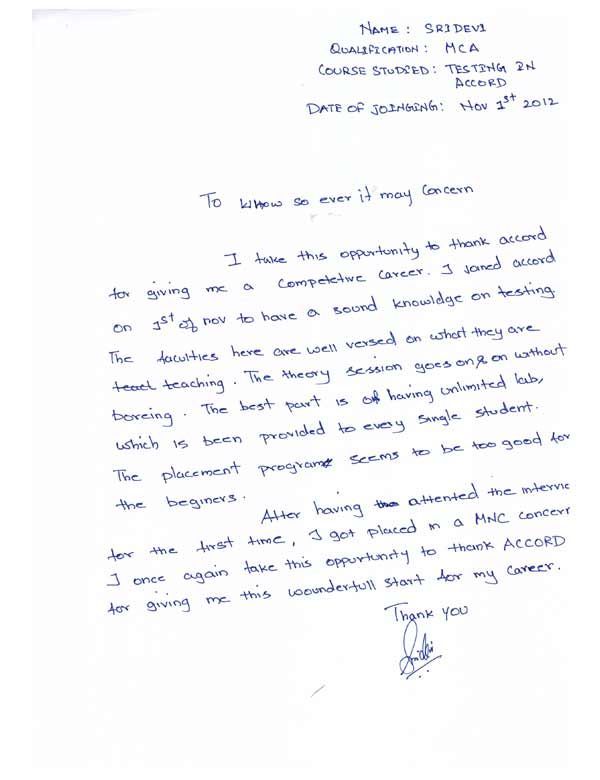 Testing Student Testimonial