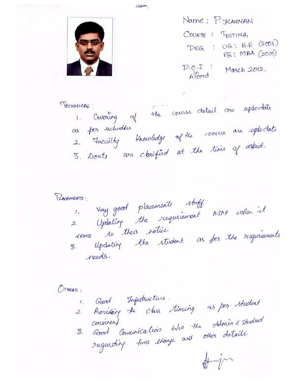 Testing Student Testimonial