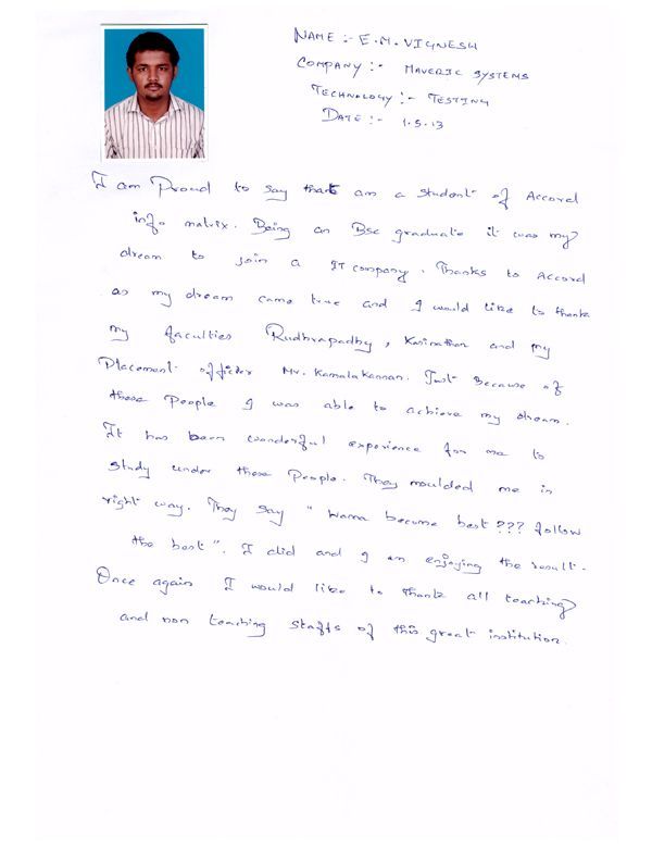 Testing Student Testimonial