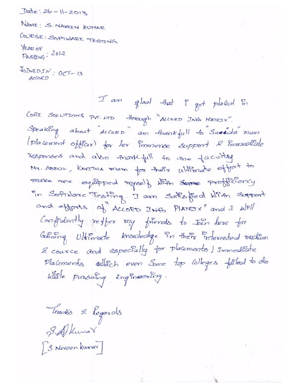 Testing Student Testimonial