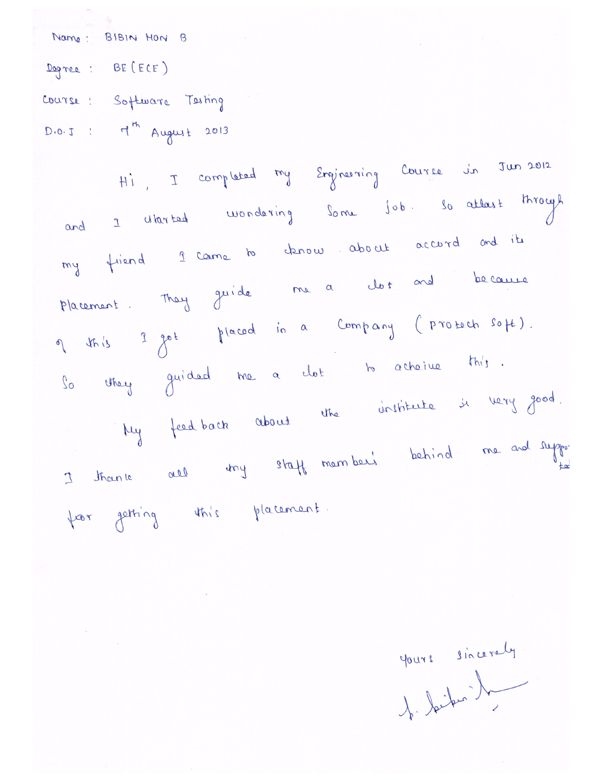 Testing Student Testimonial