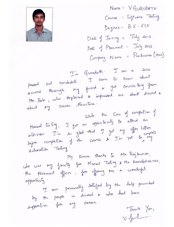 Testing Student Testimonial