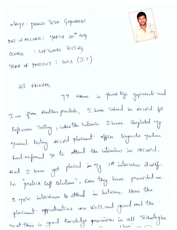 Testing Student Testimonial