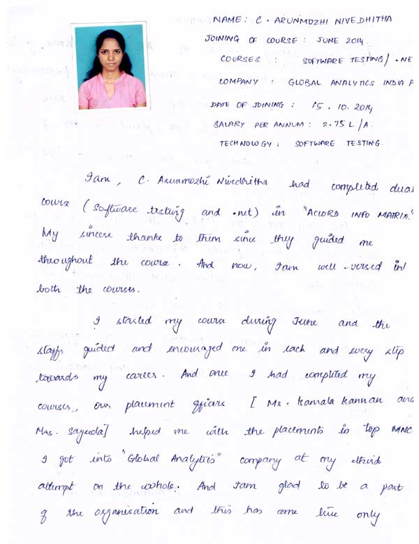 Testing Student Testimonial