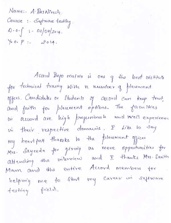 Testing Student Testimonial