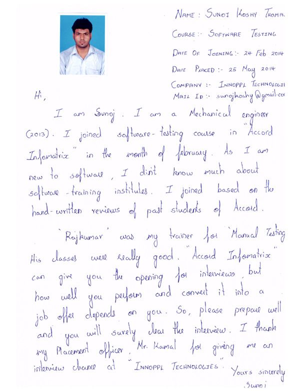 Testing Student Testimonial