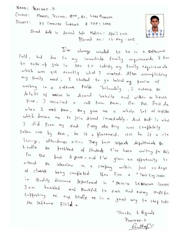 Testing Student Testimonial