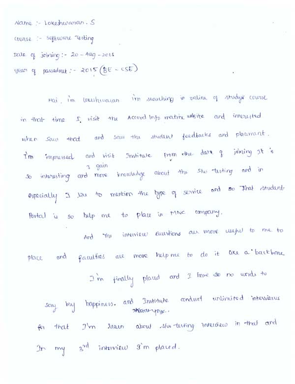 Testing Student Testimonial