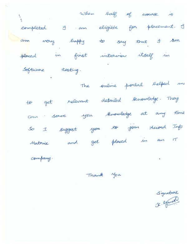 Testing Student Testimonial