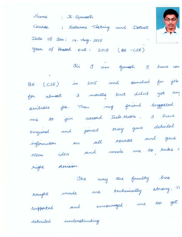 Testing Student Testimonial