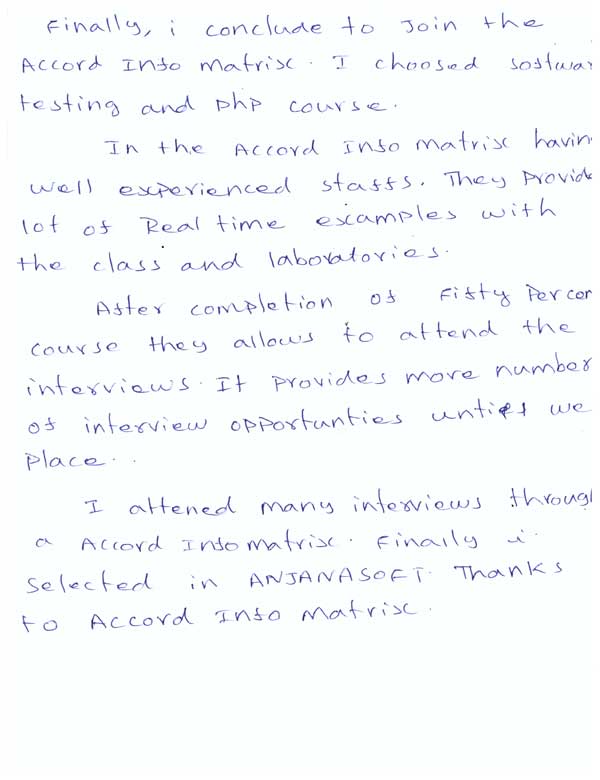 Testing Student Testimonial