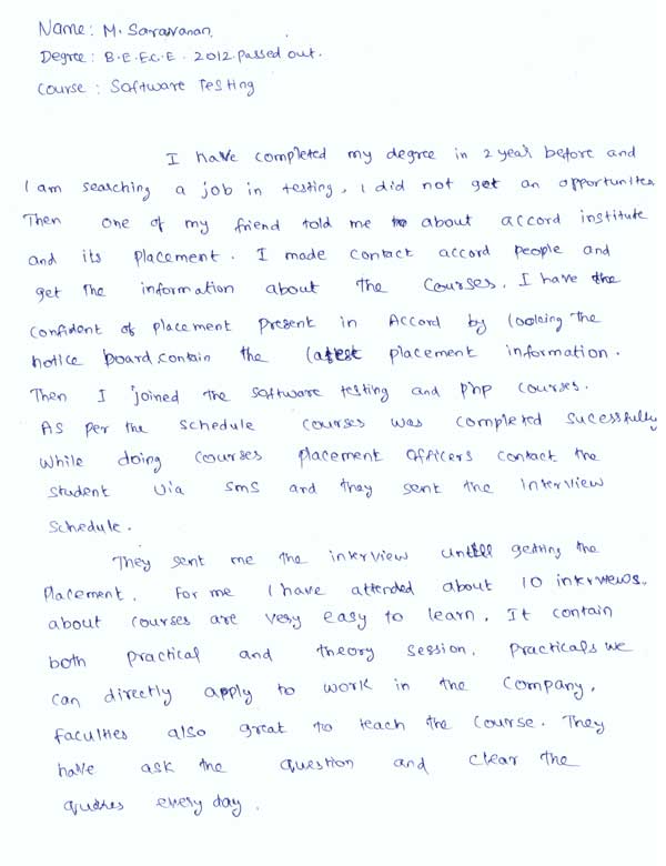 Testing Student Testimonial