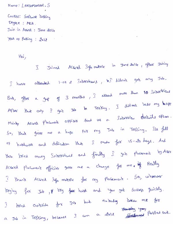 Testing Student Testimonial